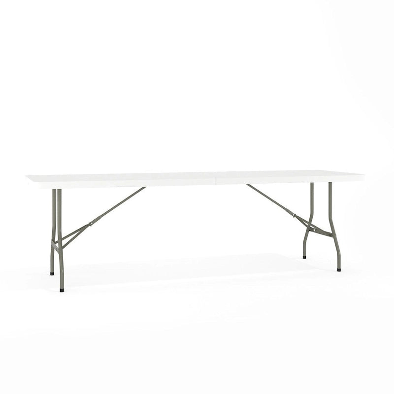 Table d'événement pliante en plastique blanc granit 30 L x 96 L avec poignée de transport