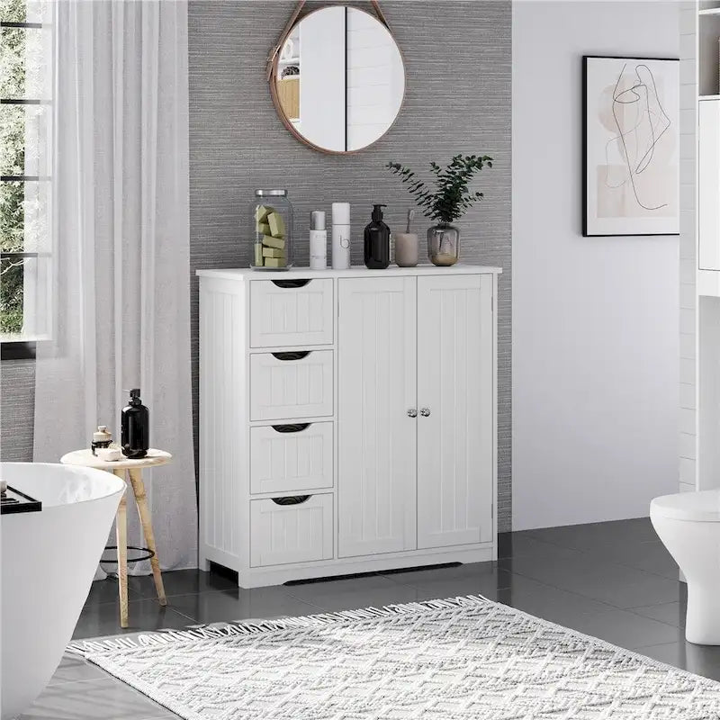 Meuble de rangement de salle de bain avec étagère réglable, blanc - S.O.
