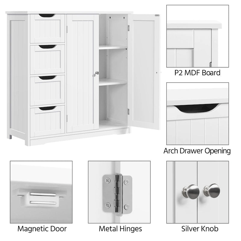 Meuble de rangement de salle de bain avec étagère réglable, blanc - S.O.
