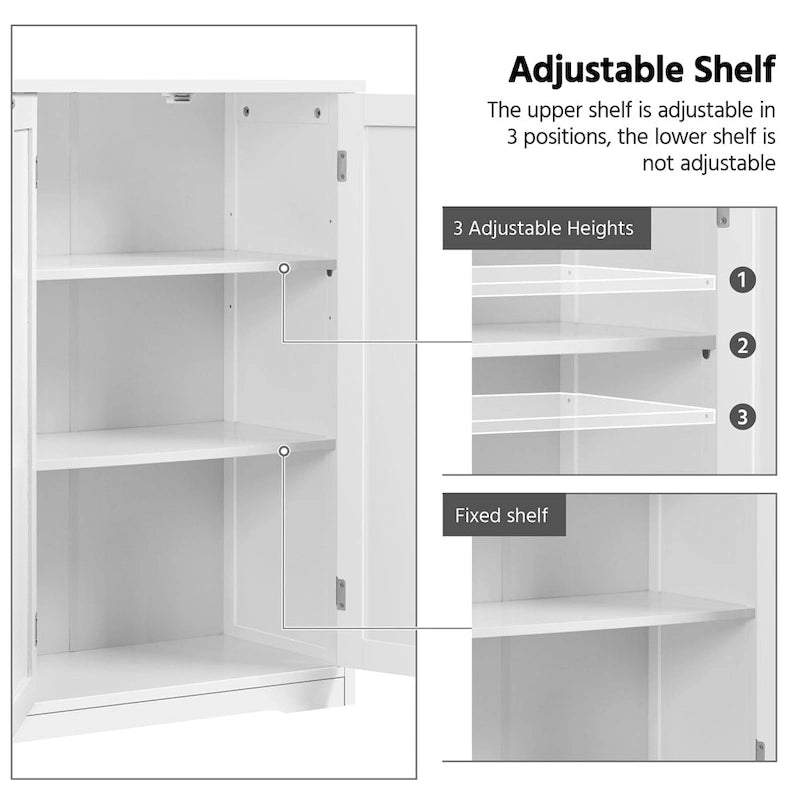 Meuble de rangement de salle de bain avec étagère réglable, blanc - S.O.