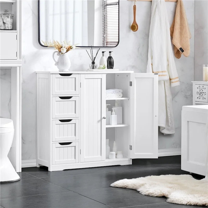 Meuble de rangement de salle de bain avec étagère réglable, blanc - S.O.