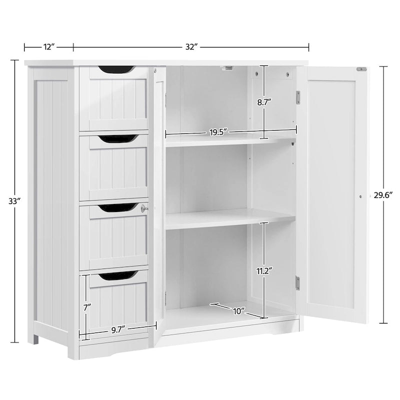 Meuble de rangement de salle de bain avec étagère réglable, blanc - S.O.